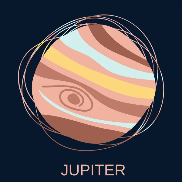 Jupiter Bolygó Naprendszer Legnagyobb Bolygója Ötödik Legtávolabb Naptól Naprendszerben Vektor — Stock Vector
