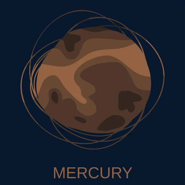 Merkúr Bolygó Naprendszer Legközelebbi Bolygója Naphoz Vektor Illusztráció Sötétkék Háttér — Stock Vector