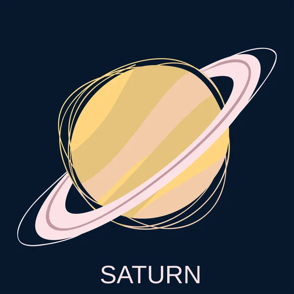 Szaturnusz Bolygó Hatodik Bolygó Napból Naprendszerben Vektor Illusztráció Sötétkék Háttér — Stock Vector