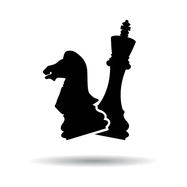 チェスだ チェスの駒の2黒の浮動シルエット 王と馬だ デザインとウェブのための白い背景に隔離されたベクトルイラスト — ストックベクタ