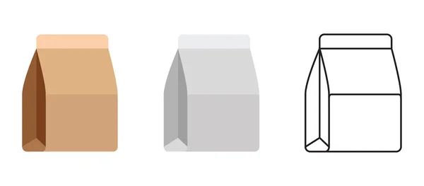 Kézműves Csomagok Fehér Barna Táskák Különböző Formájú Egyszerű Lapos Stílusban — Stock Vector