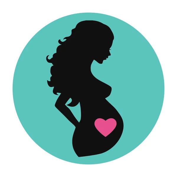 Pregnant Silhouette Young Pregnant Woman Giving Birth Concept Motherhood Love — Stock Vector