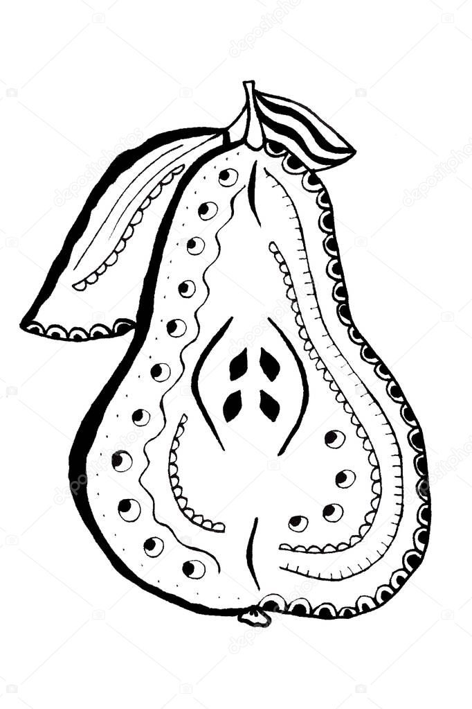 Hand drawn decorative pear