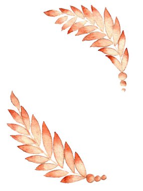 İki sonbahar portakalı ve beyaz yapraklı suluboya seti.