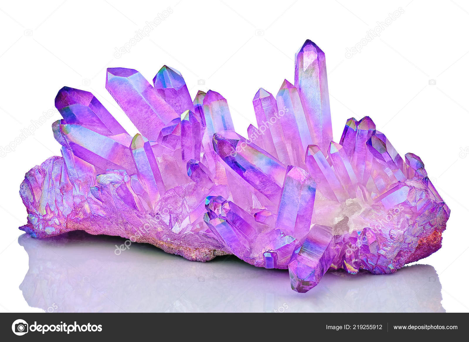 Amazing Colorful Quartz Purple Titanium Aura Crystal Cluster