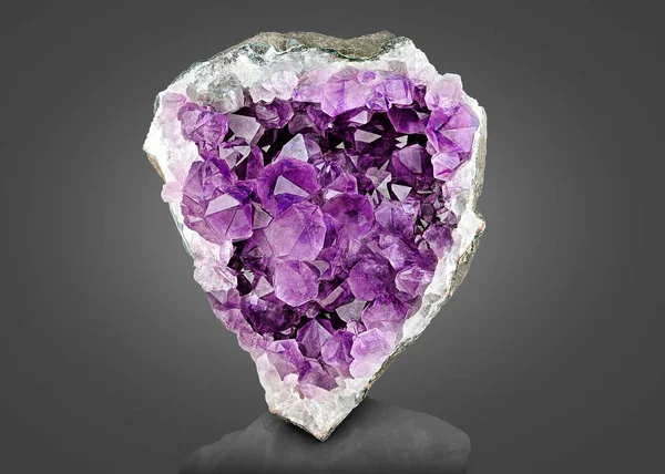 Violett Crystal Stone Makro Mineral Lila Grov Ametist Kvarts Kristaller — Stockfoto