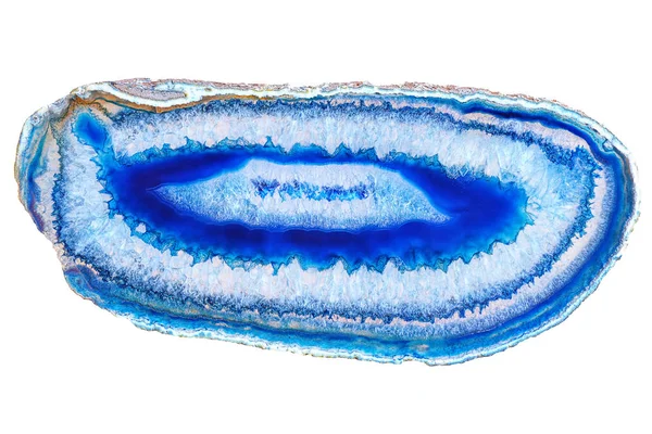 Increíble Sección Transversal Cristal Ágata Azul Colorido Aislado Sobre Fondo —  Fotos de Stock