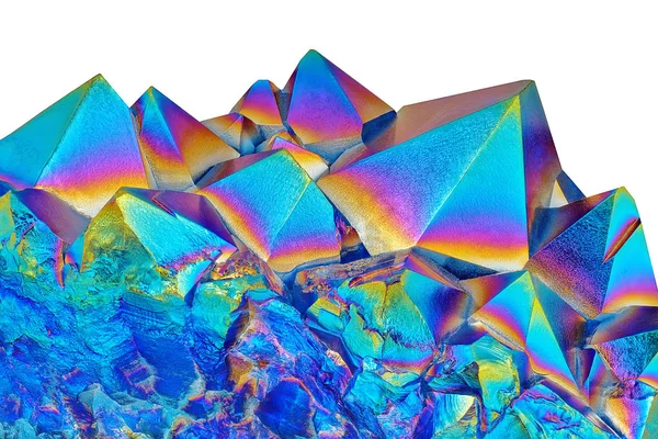 Fantastisk Närbild Blå Ametist Kvarts Rainbow Titan Beläggning Aura Crystal — Stockfoto