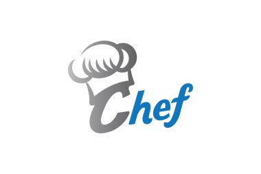 Şef logo tasarımı. Beyaz arka planda yalıtılmış.