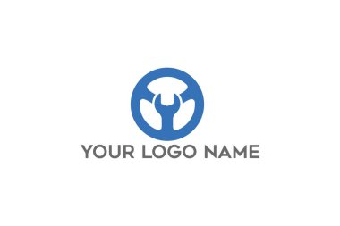 Vektör illüstrasyon. Daire logo tasarımında anahtar. Beyaz arka planda yalıtılmış.