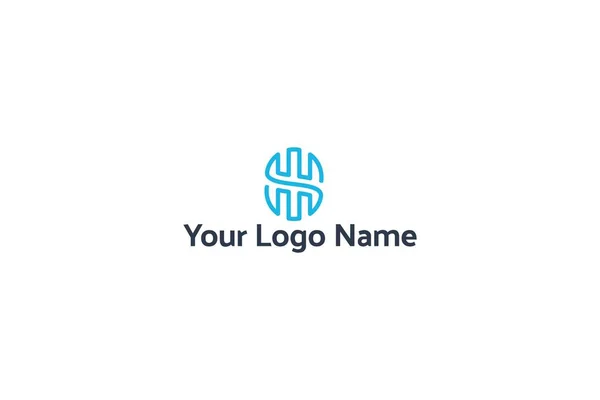Abstrakt Blå Logo Typ Design Isolerad Vit Bakgrund — Stock vektor