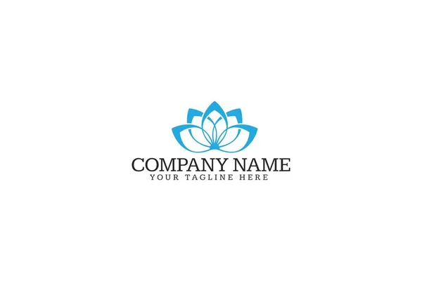 Illustration Blue Flower Logo Design Isolated White Background — Stock Vector