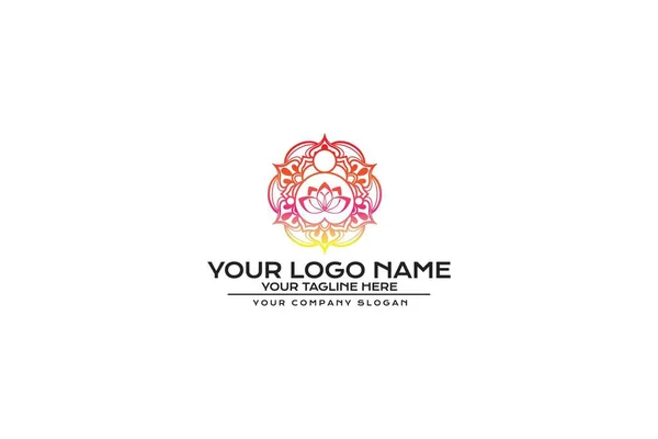 Renkli çiçek mandala logo tasarımı Vektör illüstrasyon. Beyaz arka planda yalıtılmış.