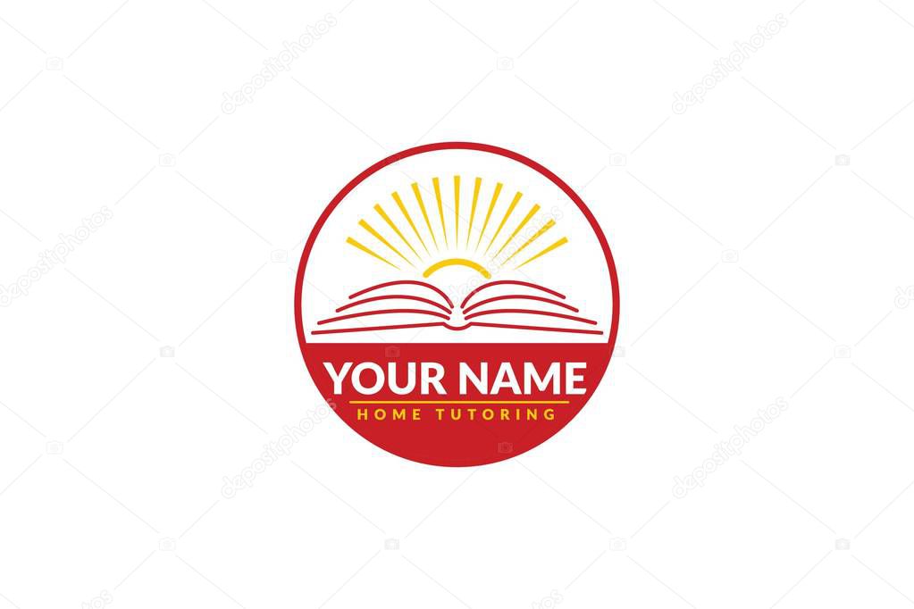 Home tutoring logo design in circle. Isolated on white background.