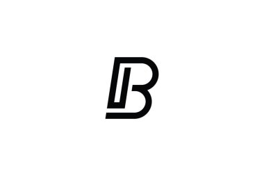 Alfabe harfi B siyah logo tasarımı. Beyaz arka planda yalıtılmış.