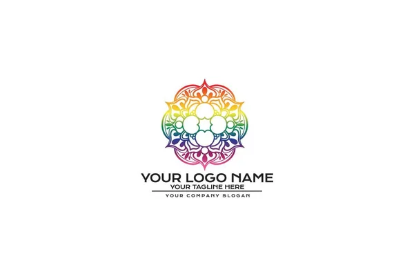 Çiçek Mandala logo tasarımı Vektör illüstrasyon. Yazdırılabilir paket dekoratif öğeler. Beyaz arka planda yalıtılmış.