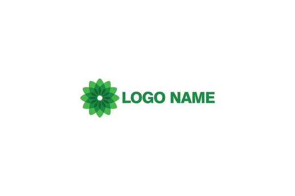 Ilustración Vectorial Diseño Logotipo Flor Verde Aislado Sobre Fondo Blanco — Vector de stock