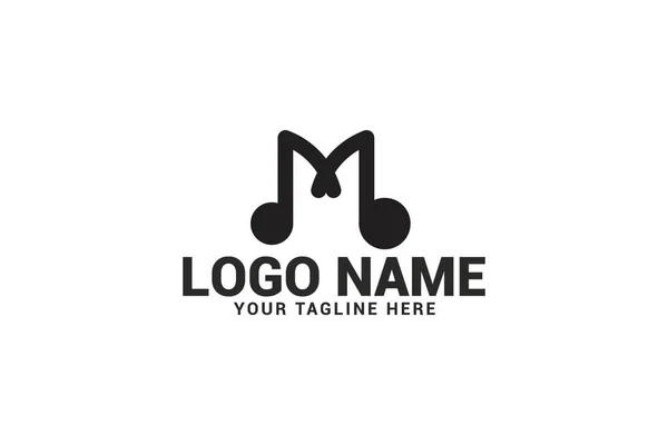 Mektup m müzik logosu tasarımı. Beyaz arka planda yalıtılmış.