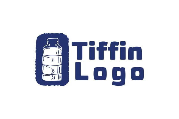 Tiffin kutu gıda konteyner logo tasarımı. Beyaz arka planda yalıtılmış.