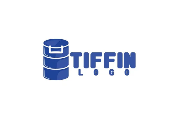 Mavi tiffin kutusu logo tasarım konsepti. Beyaz arka planda yalıtılmış.