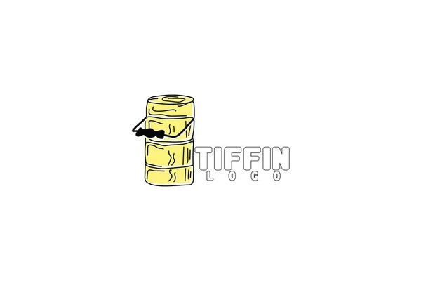 Sarı tiffin kutu logo tasarımı. Beyaz arka planda yalıtılmış.