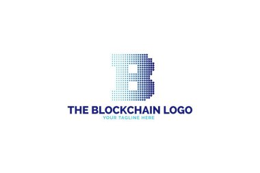 Blockchain logo tasarımıvektör illüstrasyon. Alfabe B logo simgesi. Beyaz arka planda yalıtılmış. 