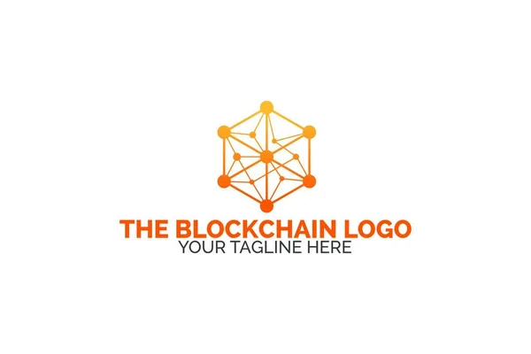 Blockchain Logo Şablonu. Teknoloji Vektör Tasarımı. Kripto para altıgen illüstrasyon. Beyaz arka planda yalıtılmış.