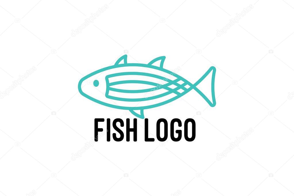 Vector cartoon illustration of fish logo design. Isolated on white background.