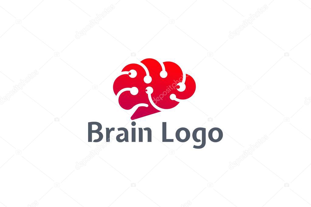Vector illustration of human brain logo. Isolated on white background.