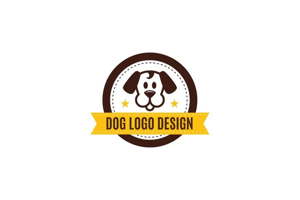 Köpek logosu tasarım şablonunun vektör illüstrasyonu. Beyaz arka planda yalıtılmış.