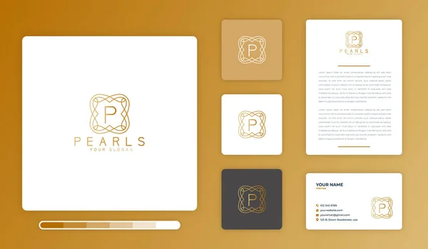 Vektor Illustration Von Perlen Logo Design Vorlage Isoliert Auf Farbigem — Stockvektor