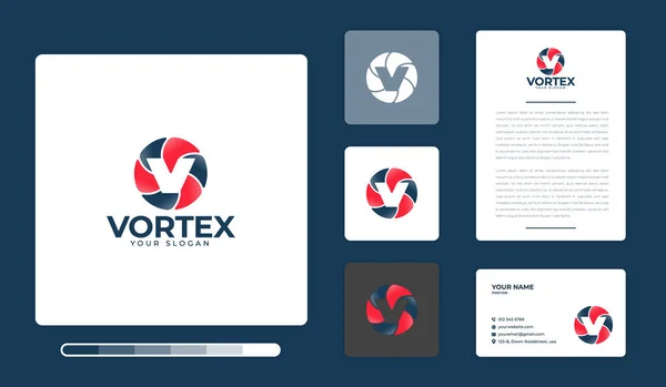 Vektorillustration Der Vortex Logo Designvorlage Isoliert Auf Farbigem Hintergrund — Stockvektor