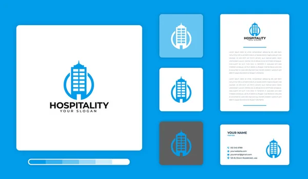 Ilustração Vetorial Modelo Design Logotipo Hospitalidade Isolado Fundo Colorido — Vetor de Stock