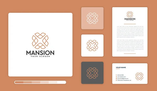 Ilustración Vectorial Plantilla Diseño Logotipo Mansión Aislado Sobre Fondo Color — Vector de stock