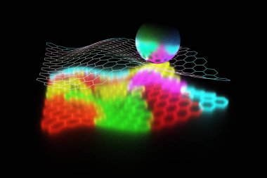 3d görüntüleme 3D soyut yansıması parlayan bir ızgara topunda