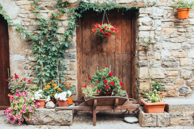 doorway of a house in A��nsa, huesca, spain clipart