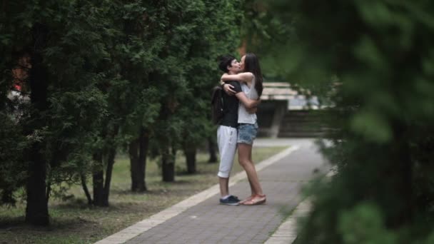 公園の抱擁とキスでレズビアンのカップル ビデオ — ストック動画