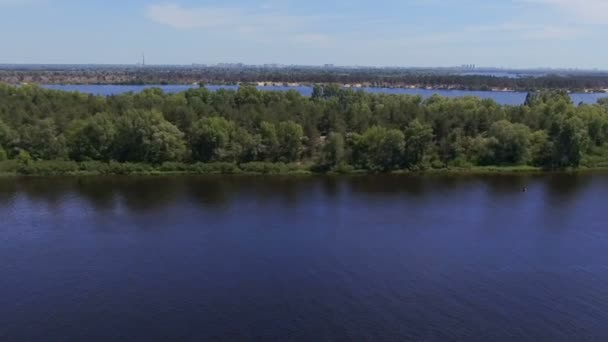 Vista Aerea Sul Fiume Gli Alberi Telecamera Sta Muovendo All — Video Stock