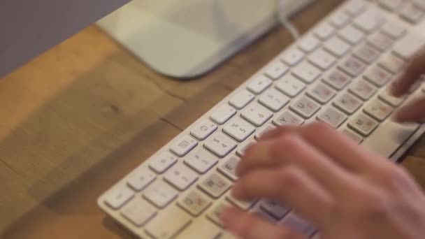 Blurred Defocused Hands Typing Keyboard Office Online Communication Close Concept — Stock Video