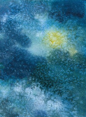 kağıt üzerinde suluboya soyut doku, renk mavi ve sarı