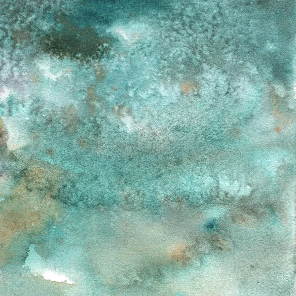 Texture Abstraite Aquarelle Sur Papier Couleur Turquoise — Photo