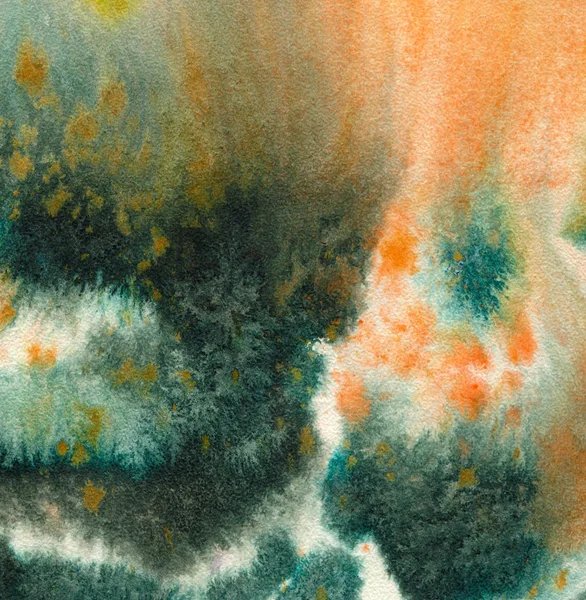 watercolor texture in paper color orange and green