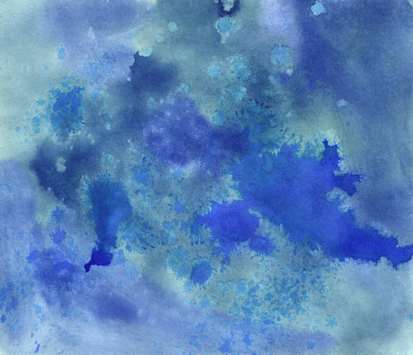 Watercolor simple texture splashes and stains, color blue only