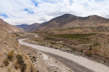 Himalaya dağlarında, Annapurna aralığı, Nepal manzara.