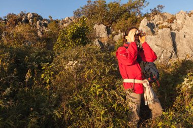 Chiang Mai, Tayland - 8 Ocak 2015: Traveller Doi Luang Chiang Dao dağda 8 Ocak 2015 doğa yürüyüşü Chiang mai, Tayland.