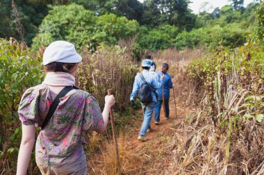 Doi Luang Chiang Dao dağda yürüyüş yolcu. Chiang mai, Tayland.