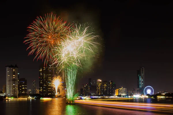 Celebration time in new year party at Asiatique the river front Bangkok Thailand.