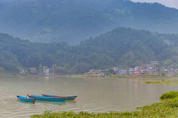 Fewa Jezioro Zachmurzony Sceny Pokhara Nepal — Zdjęcie stockowe