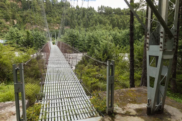 Ponte Suspensa Pendurada Nepal — Fotografia de Stock