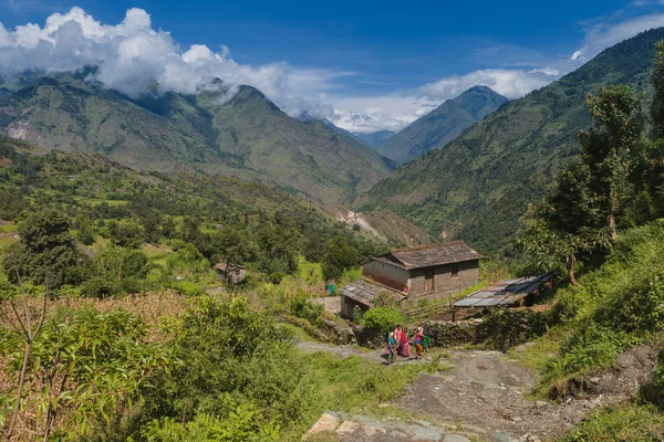 Shikha Nepal Sept Campos Agrícolas Com Aldeia Setembro 2015 Área — Fotografia de Stock